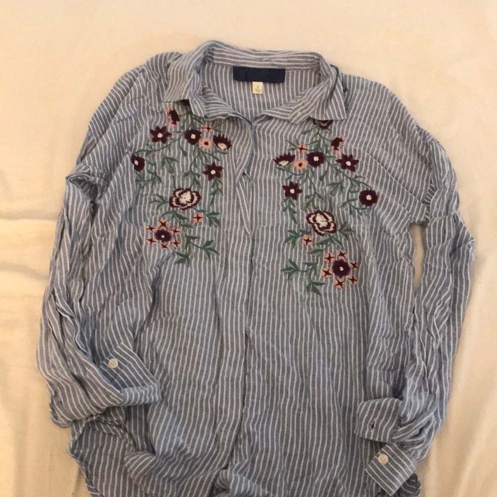 Blue Embroidered Blouse